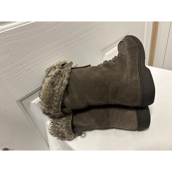 Sam Edelman Brown Suede Faux Fur Lined Winter Boots Lace-Up 6.5M - Picture 4 of 14